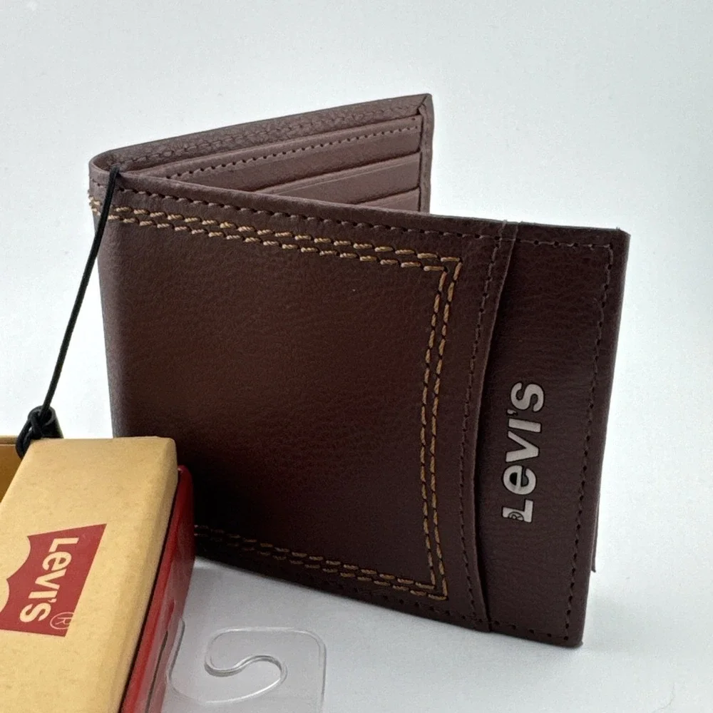 Levi's Men's RFID Bifold Leather Wallet Slim Classic Billfold